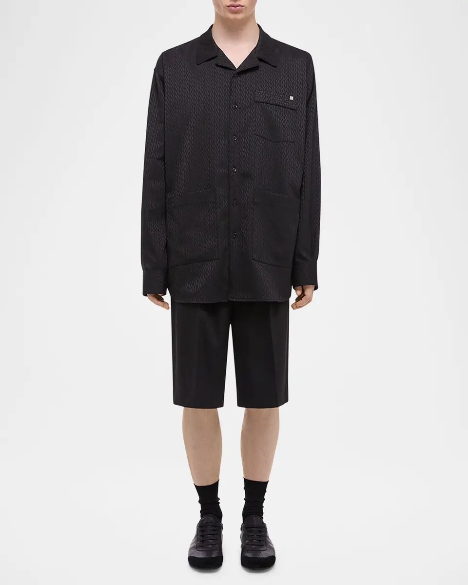 Helmut Lang Men's Oversized Satin Jacquard Pajama Shirt | Thumbnail 4