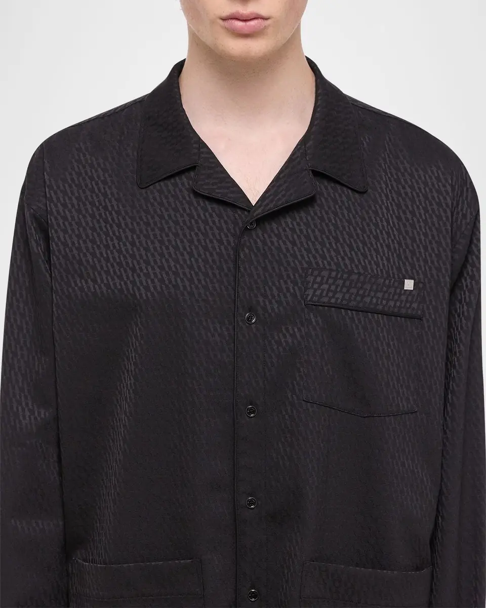Helmut Lang Men's Oversized Satin Jacquard Pajama Shirt | Thumbnail 5