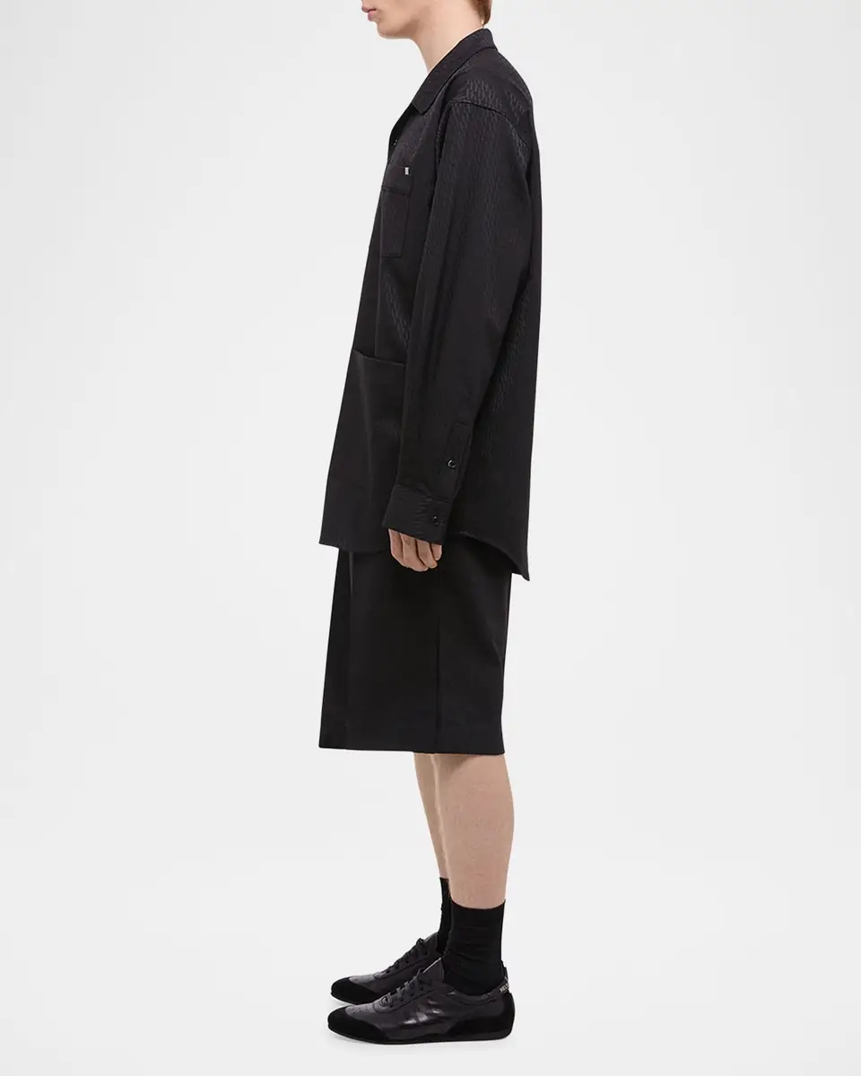 Helmut Lang Men's Oversized Satin Jacquard Pajama Shirt | Thumbnail 6
