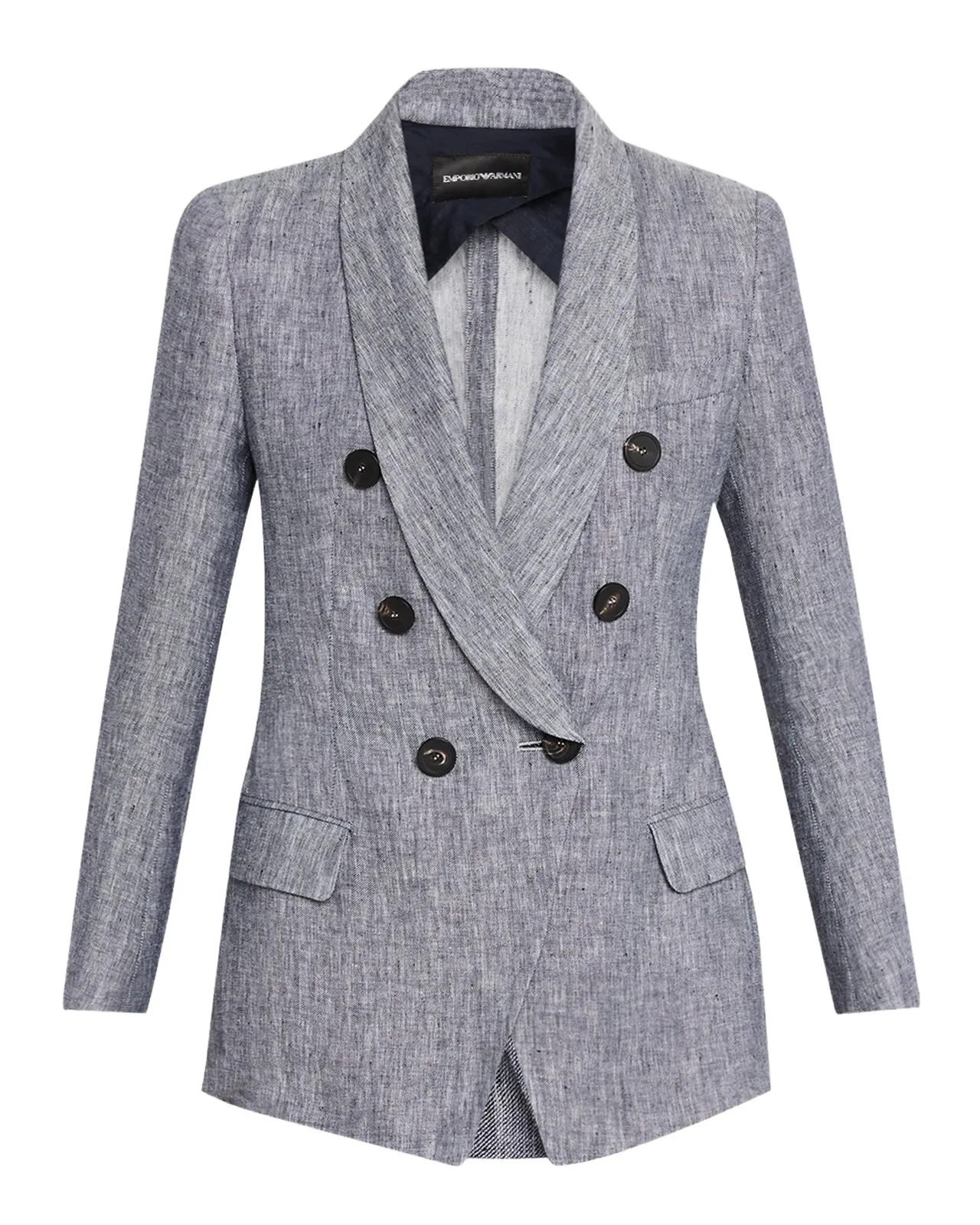 Double-Breasted Linen Chambray Blazer Double-Breasted Linen Chambray Blazer
