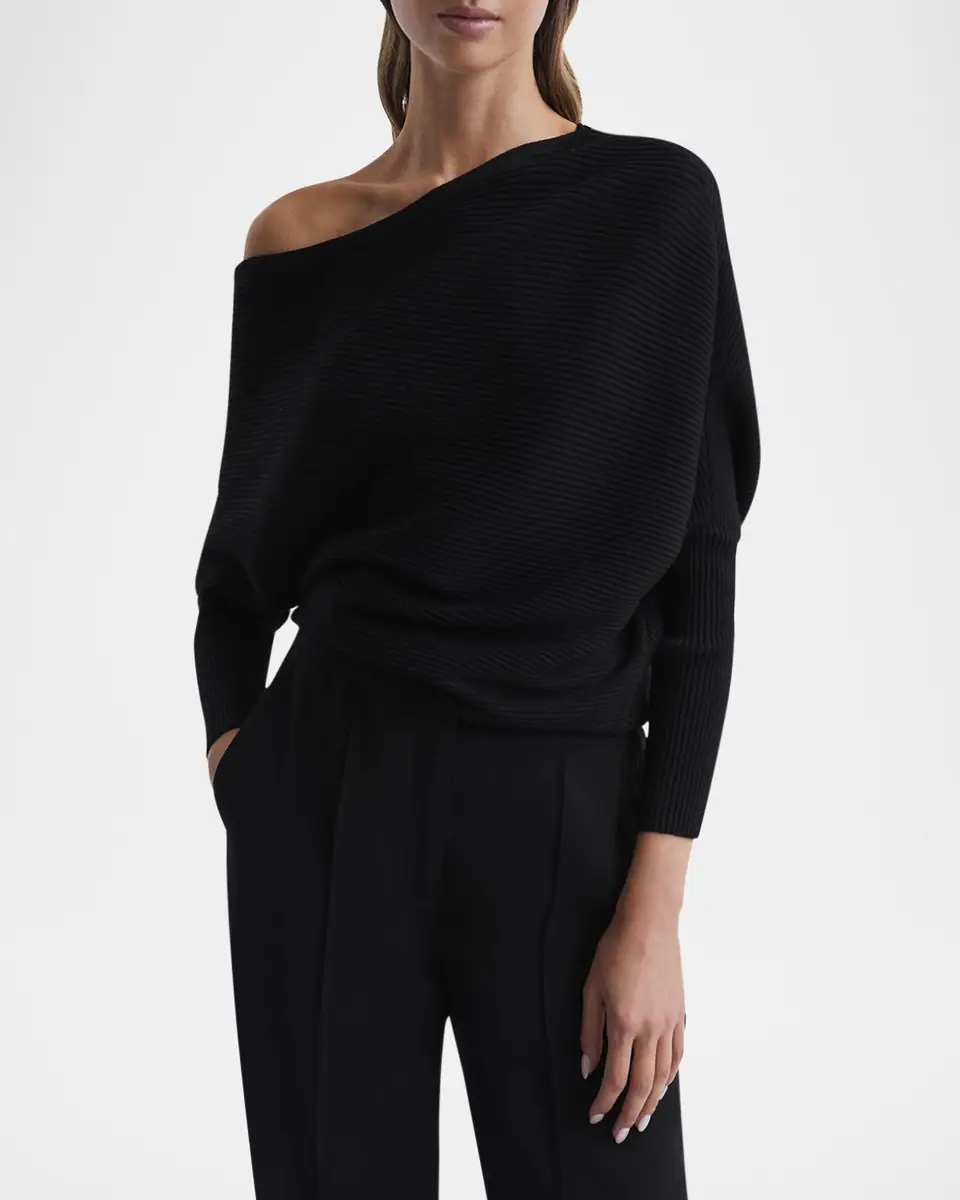 Reiss Lorna Ribbed One-Shoulder Top | Thumbnail 4