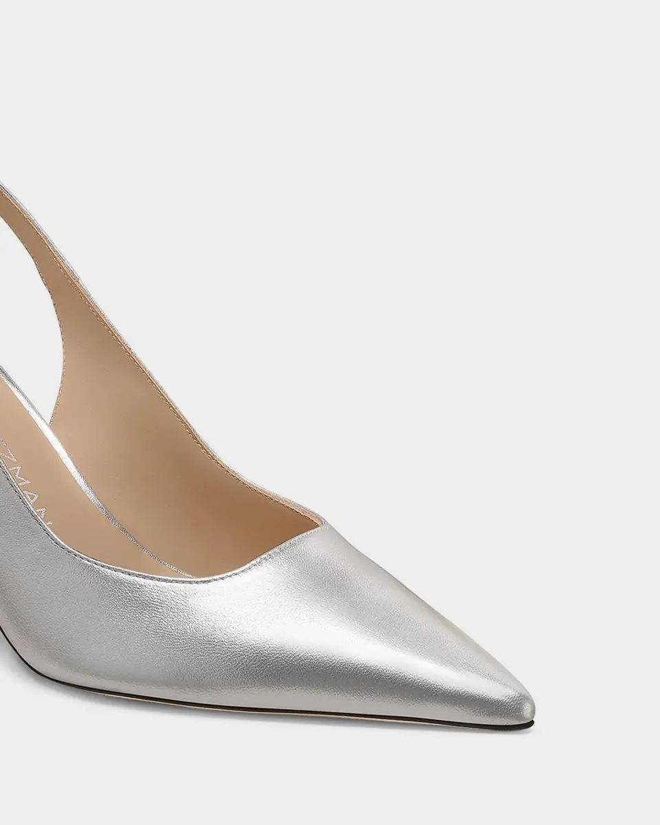 Stuart Weitzman 75mm Stuart Power Metallic Leather Slingback Pumps | Thumbnail 2 Stuart Weitzman 75mm Stuart Power Metallic Leather Slingback Pumps | Thumbnail 2