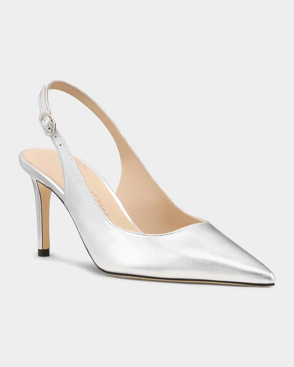 Stuart Weitzman 75mm Stuart Power Metallic Leather Slingback Pumps | Thumbnail 3 Stuart Weitzman 75mm Stuart Power Metallic Leather Slingback Pumps | Thumbnail 3
