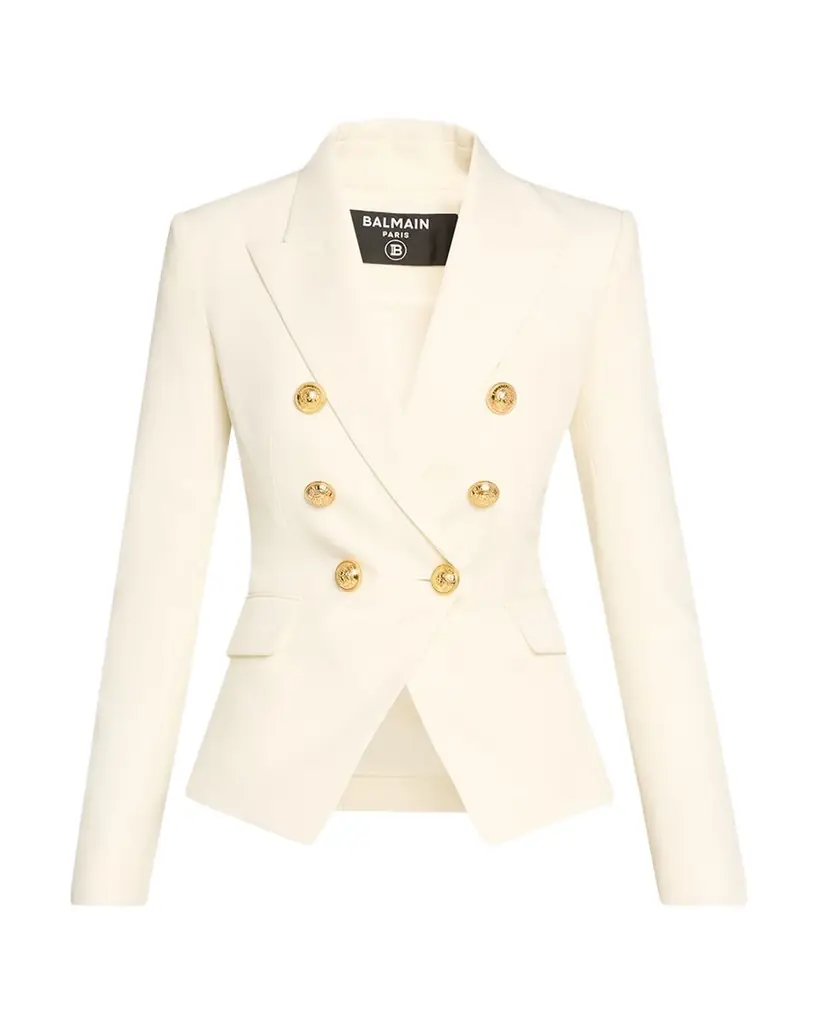 Balmain Classic Double-Breasted Fitted Wool Jacket | Image 1 Balmain Classic Double-Breasted Fitted Wool Jacket | Image 1
