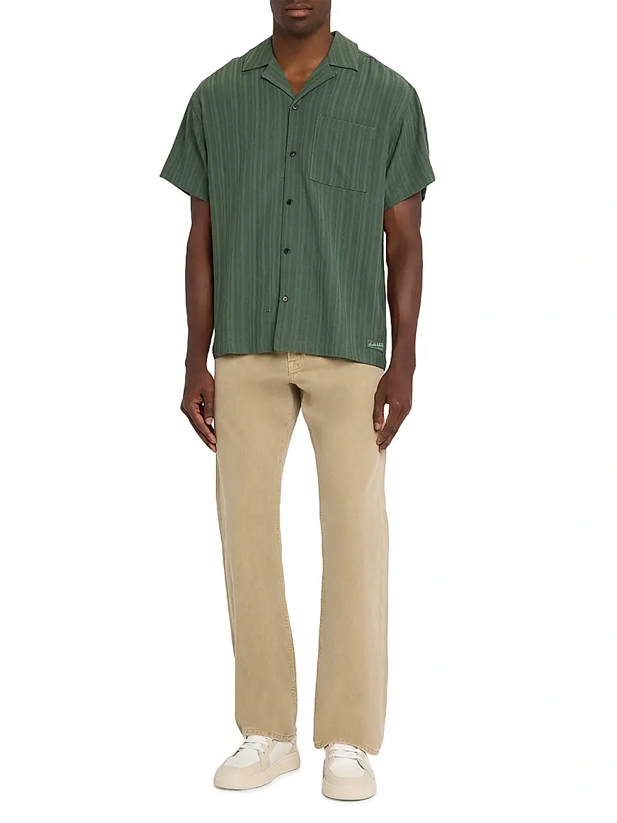 Scotch & Soda Men's Textured Striped Chest-Pocket Short-Sleeve Shirt | Thumbnail 2 Scotch & Soda Men's Textured Striped Chest-Pocket Short-Sleeve Shirt | Thumbnail 2