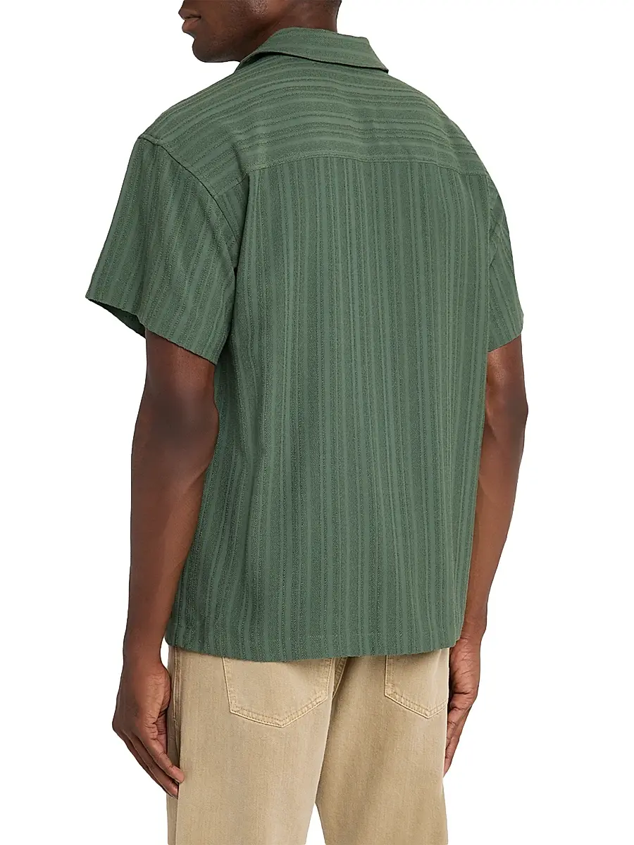 Scotch & Soda Men's Textured Striped Chest-Pocket Short-Sleeve Shirt | Thumbnail 4 Scotch & Soda Men's Textured Striped Chest-Pocket Short-Sleeve Shirt | Thumbnail 4