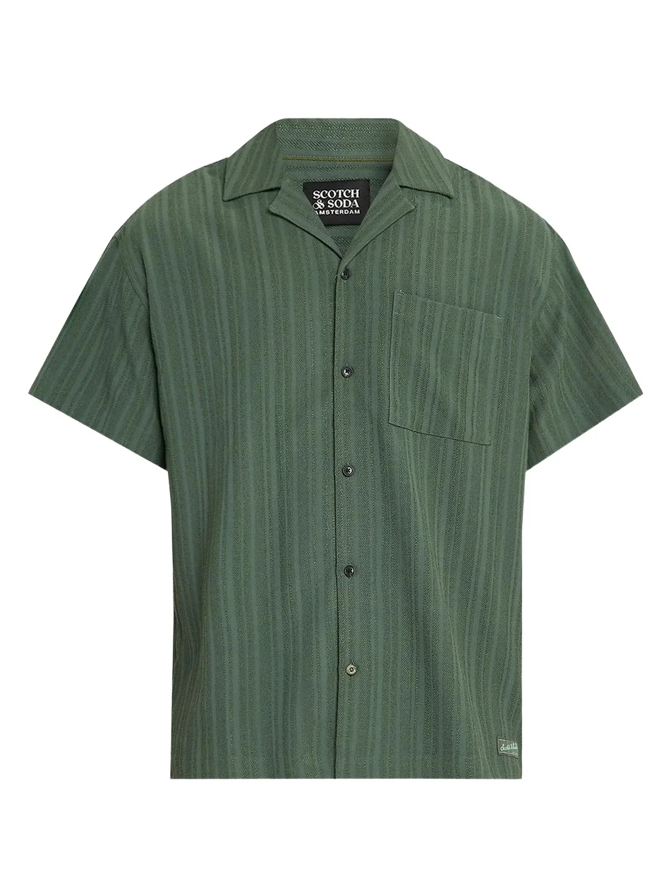 Scotch & Soda Men's Textured Striped Chest-Pocket Short-Sleeve Shirt