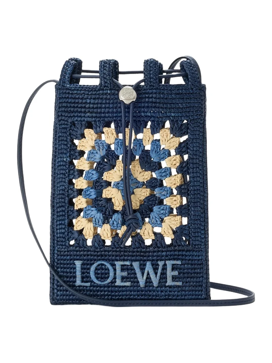 Women's x Paula's Ibiza Drawstring Crochet Raffia Pocket Pouch