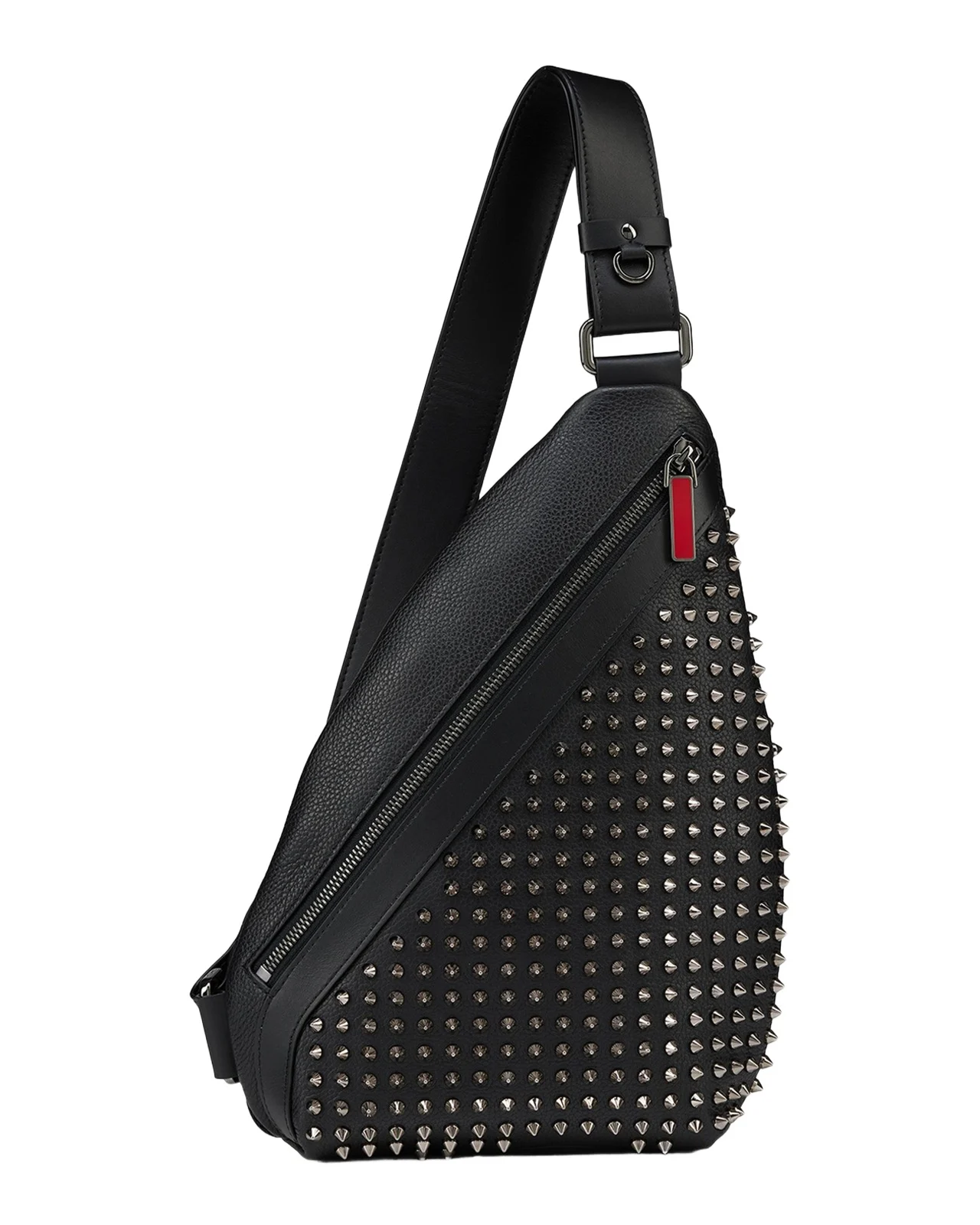 Christian Louboutin Men's Funky Leather Empire Spikes Sling Bag