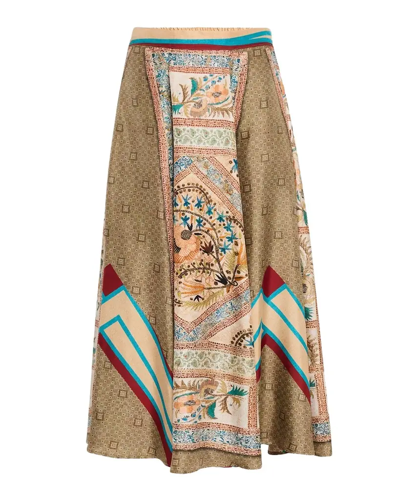 Pierre-Louis Mascia Printed A-Line Silk Midi Skirt | Image 1 Pierre-Louis Mascia Printed A-Line Silk Midi Skirt | Image 1