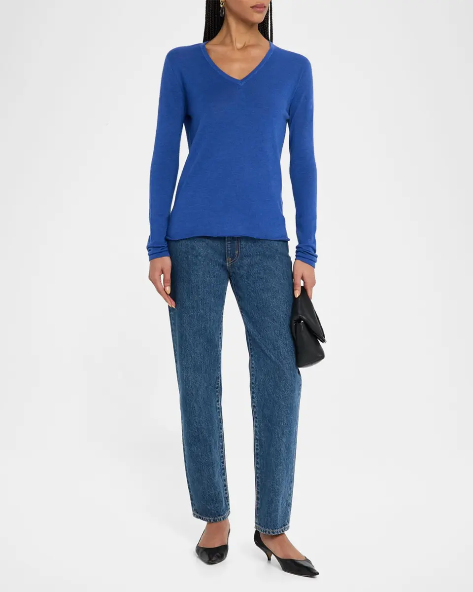 MAJESTIC FILATURES Machine Washable Cashmere V-Neck Pullover | Thumbnail 2