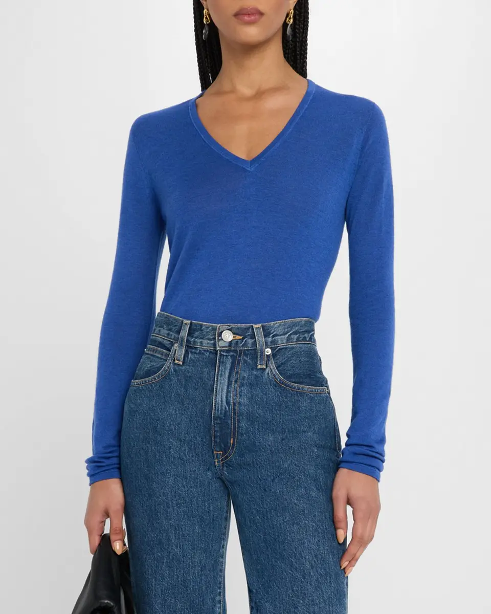MAJESTIC FILATURES Machine Washable Cashmere V-Neck Pullover | Thumbnail 4