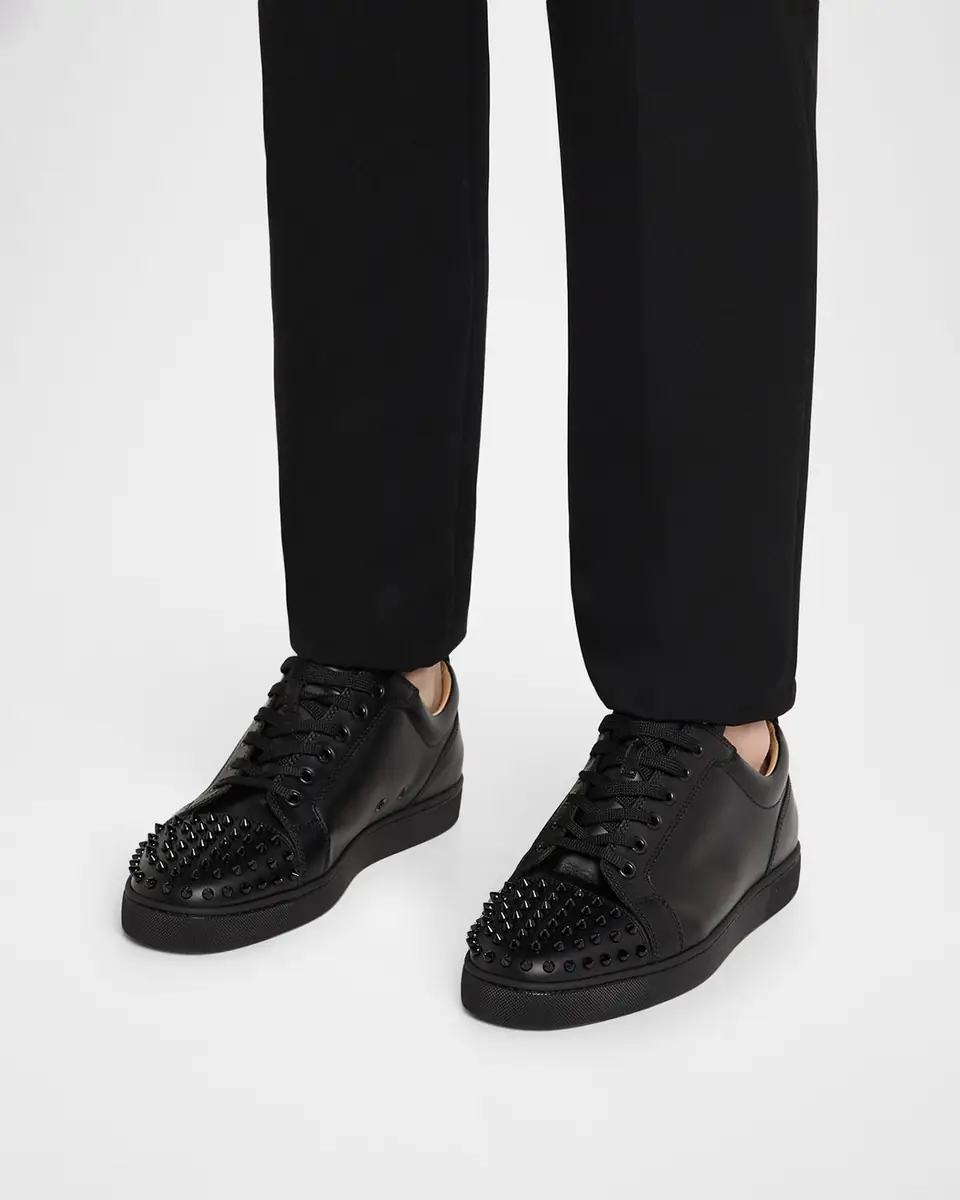 Christian Louboutin Men's Louis Junior Spikes Leather Low-Top Sneakers | Thumbnail 2 Christian Louboutin Men's Louis Junior Spikes Leather Low-Top Sneakers | Thumbnail 2