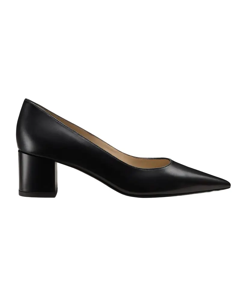 Stuart Weitzman Stuart Leather Block-Heel Pumps | Image 1 Stuart Weitzman Stuart Leather Block-Heel Pumps | Image 1