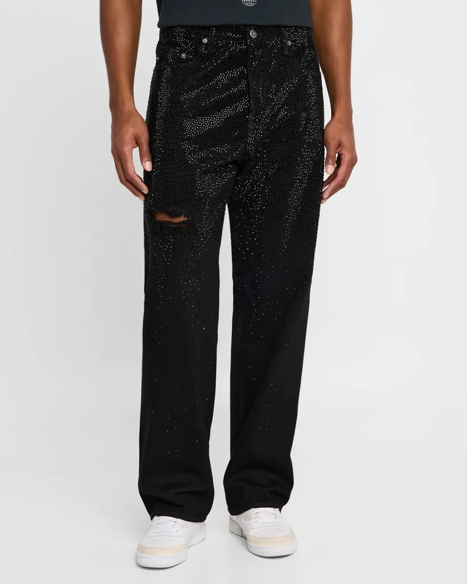 Golden Goose Men's Allover-Crystal Loose Skate Jeans | Thumbnail 4 Golden Goose Men's Allover-Crystal Loose Skate Jeans | Thumbnail 4