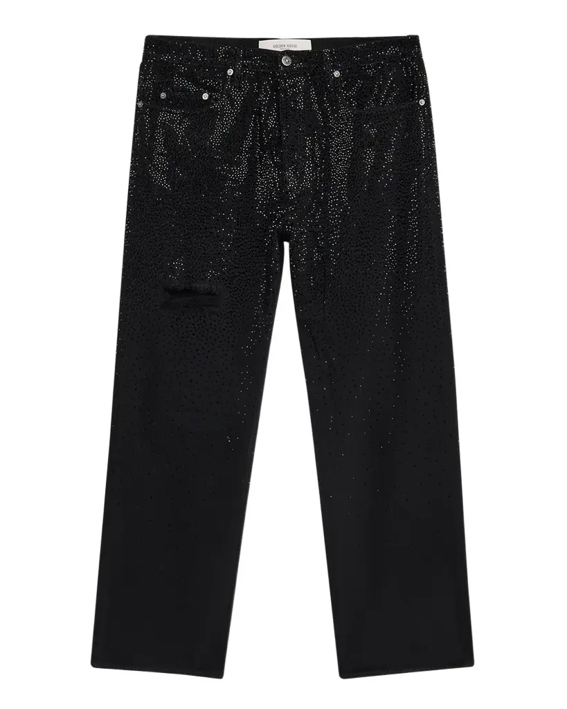 Golden Goose Men's Allover-Crystal Loose Skate Jeans