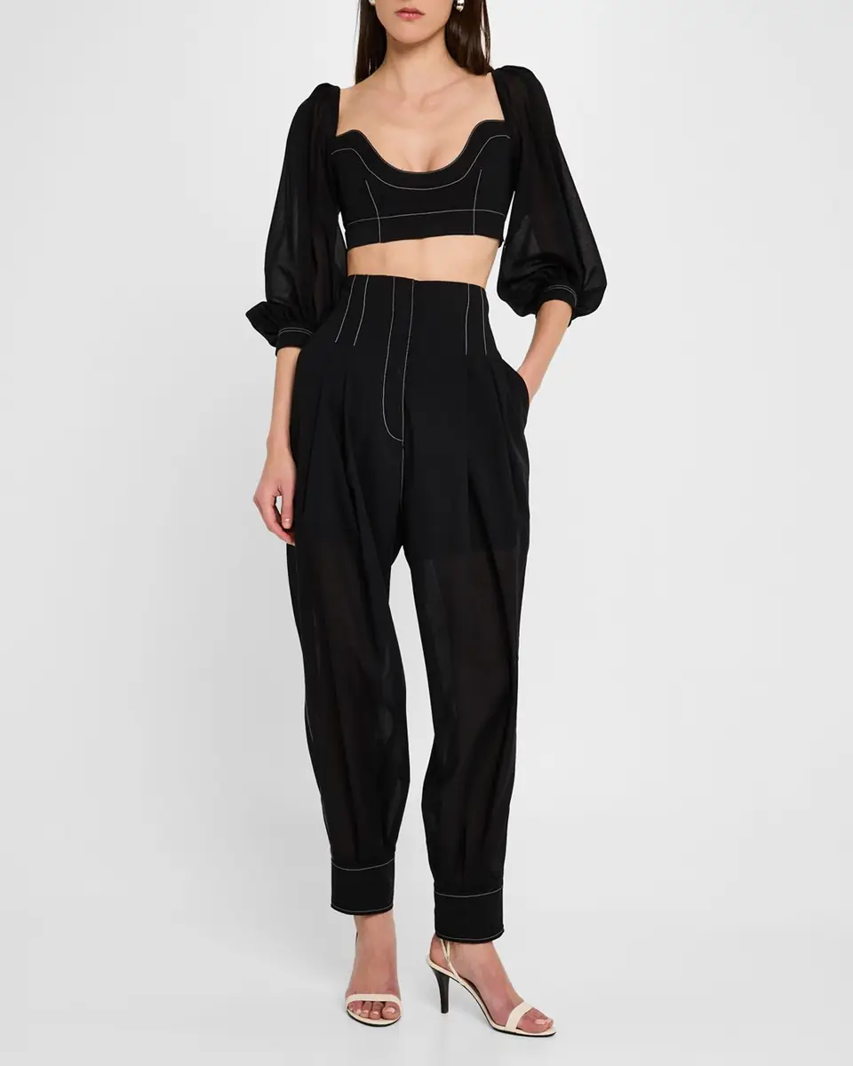 Philosophy di Lorenzo Serafini Puff-Sleeve Crop Blouse | Thumbnail 2