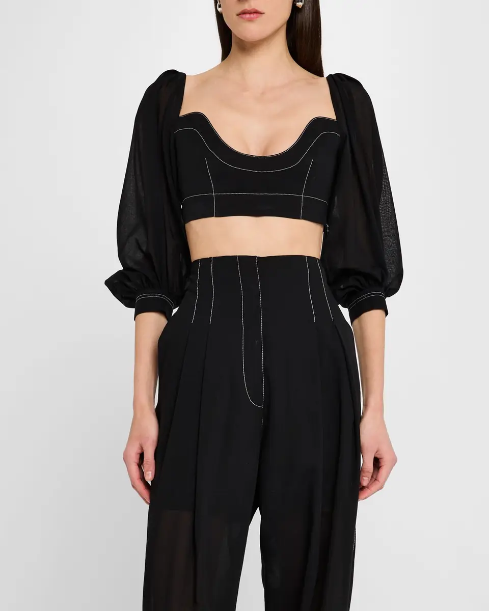 Philosophy di Lorenzo Serafini Puff-Sleeve Crop Blouse | Thumbnail 4
