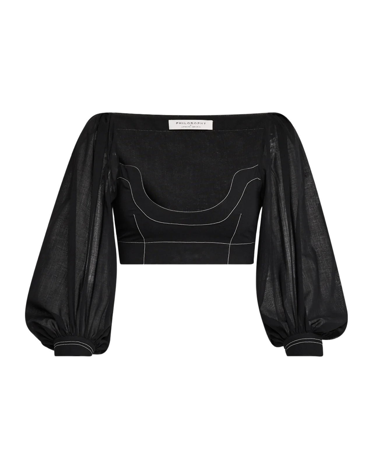 Philosophy di Lorenzo Serafini Puff-Sleeve Crop Blouse