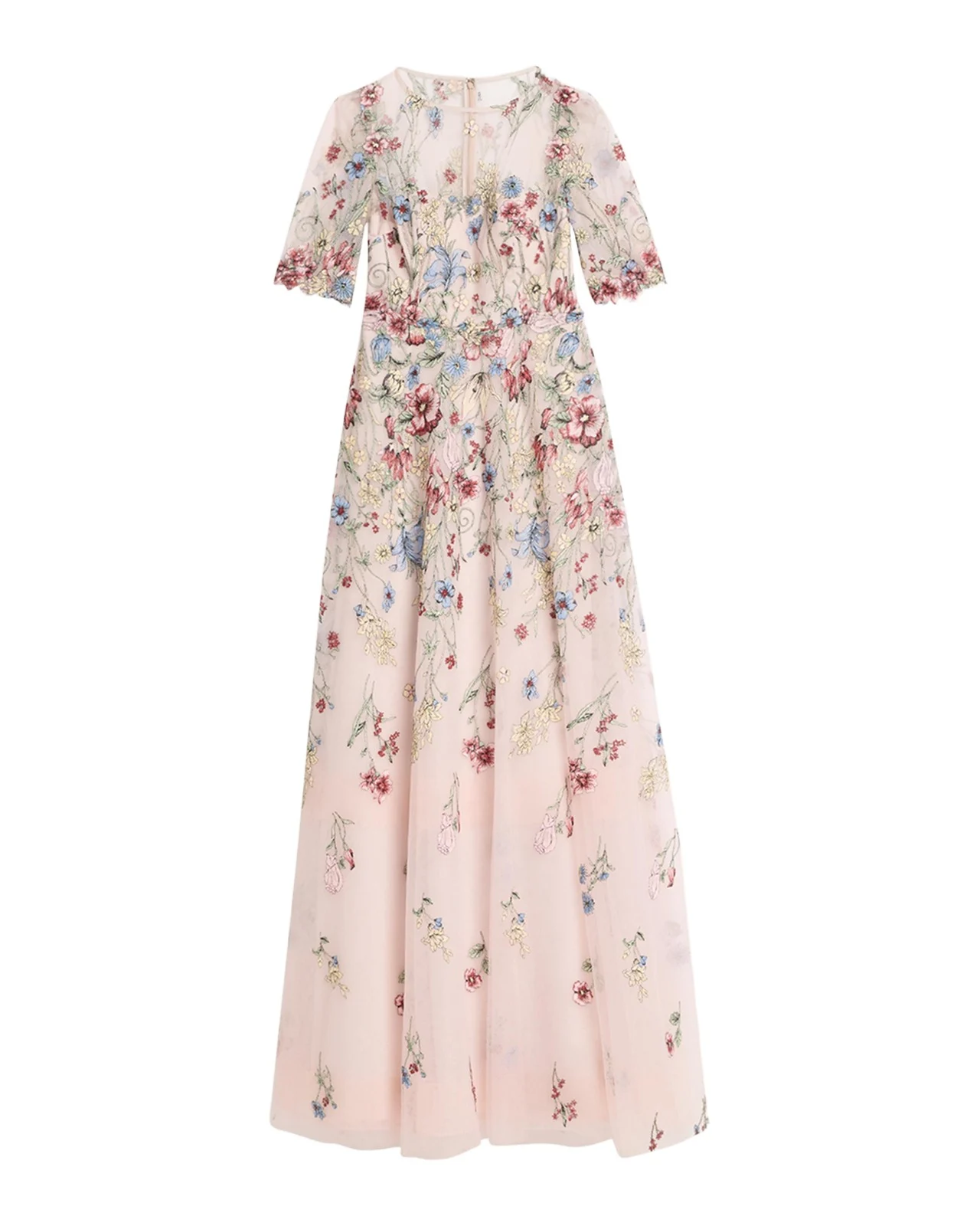 Floral-Embroidered Illusion Tulle Gown Floral-Embroidered Illusion Tulle Gown