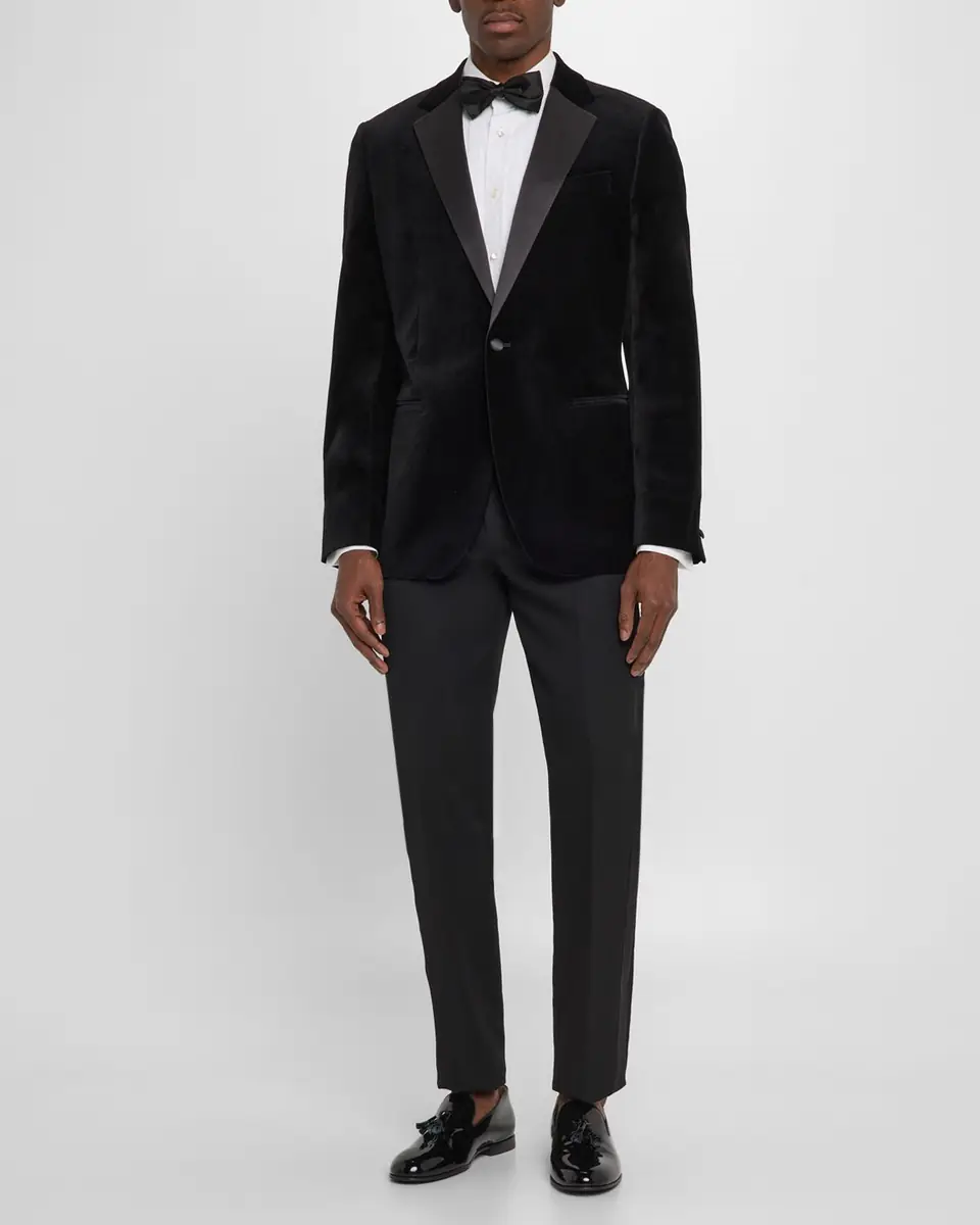 Reiss Men's Ace Velvet Satin-Trim Blazer | Thumbnail 2 Reiss Men's Ace Velvet Satin-Trim Blazer | Thumbnail 2