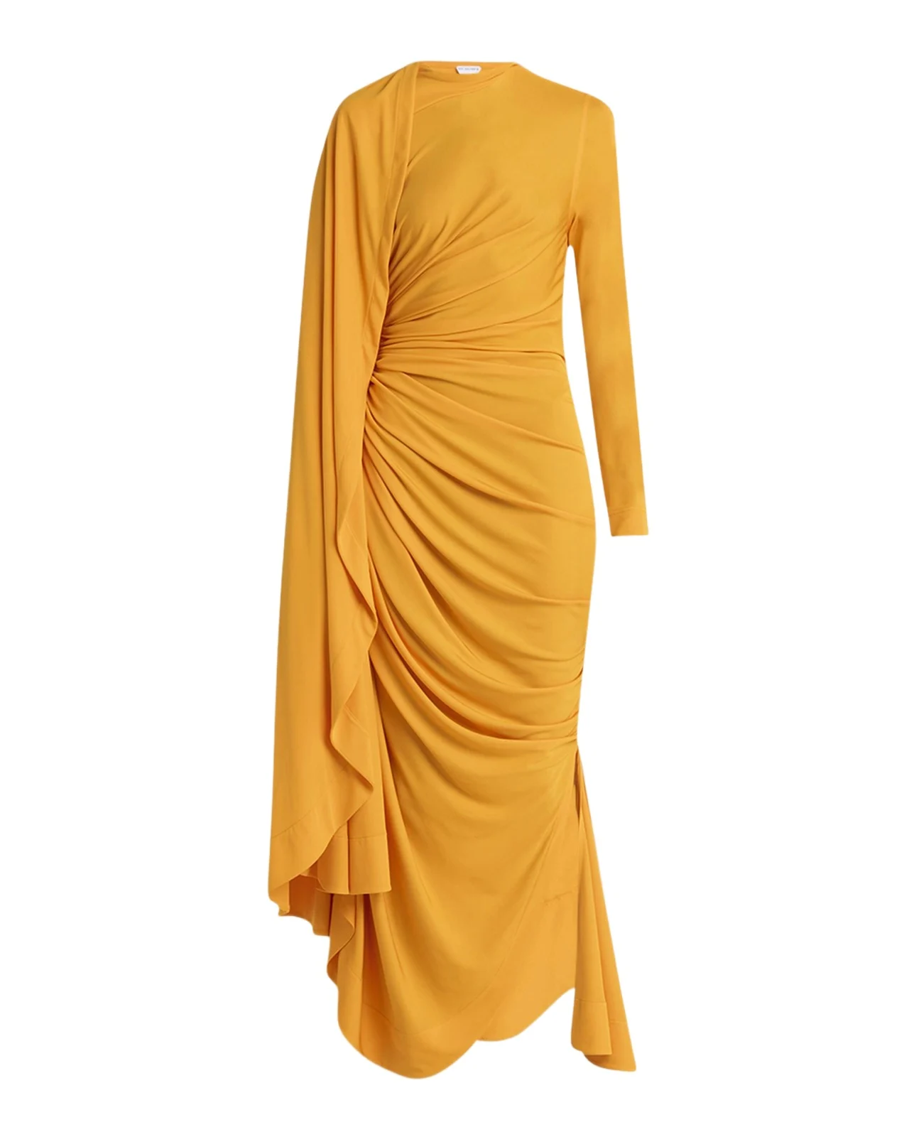 Draped Matte Viscose Jersey Cape Maxi Dress