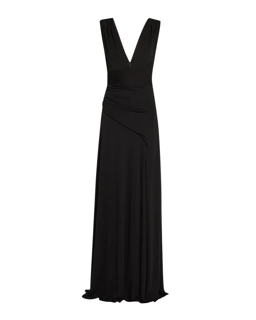 Halston Alessia Plunging Draped Matte Jersey Gown | Image 1 Halston Alessia Plunging Draped Matte Jersey Gown | Image 1