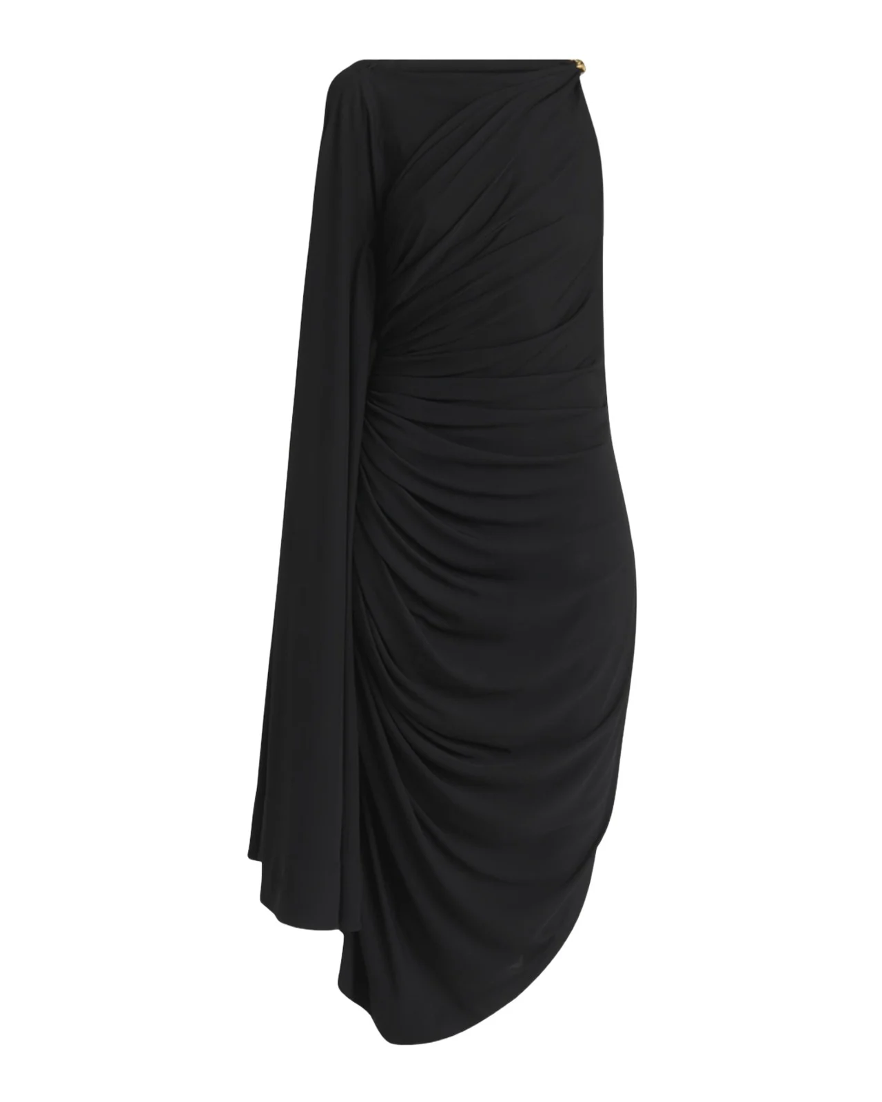 Bottega Veneta Frog Draped Matte Viscose Jersey Cape Dress