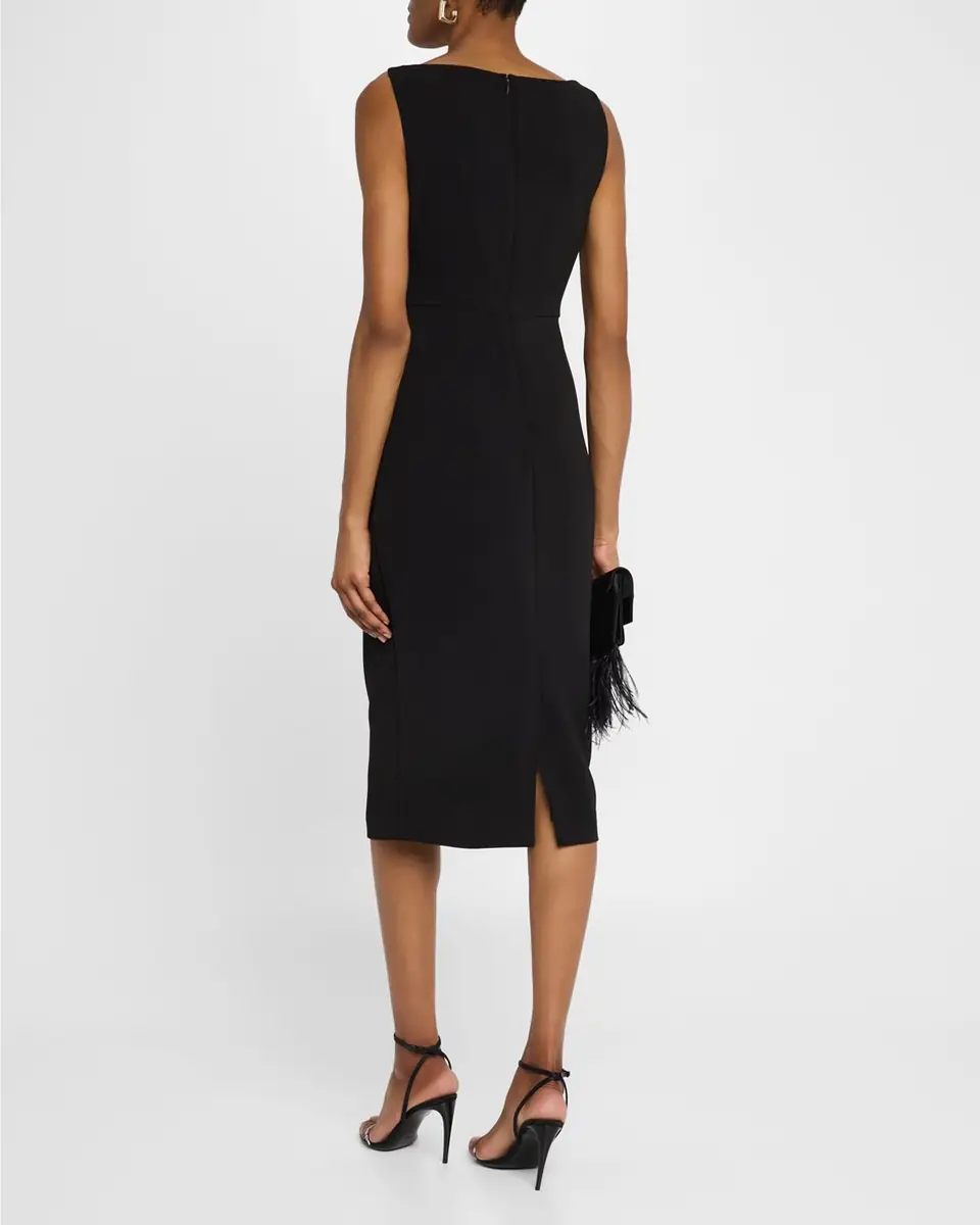 Badgley Mischka Collection Sleeveless Draped Midi Dress | Thumbnail 3