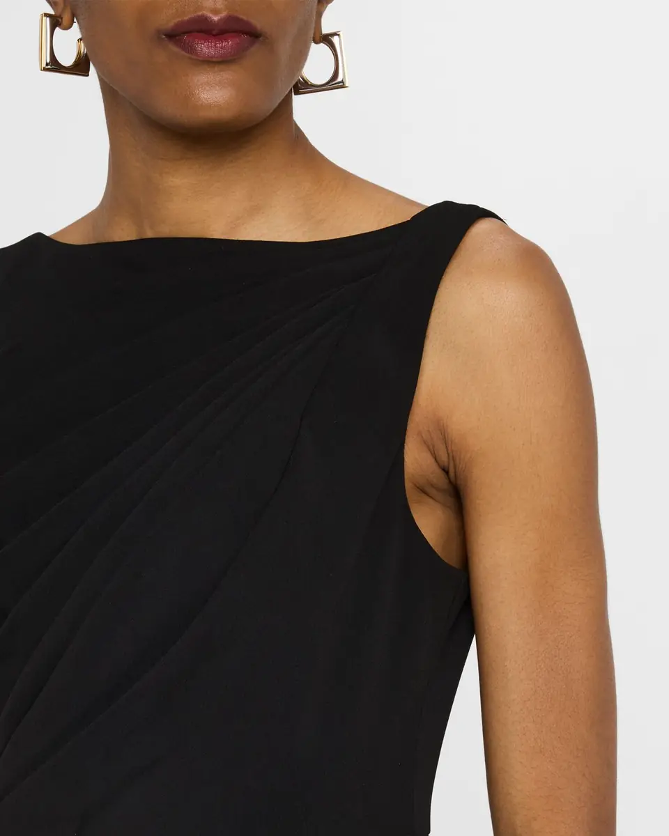 Badgley Mischka Collection Sleeveless Draped Midi Dress | Thumbnail 5