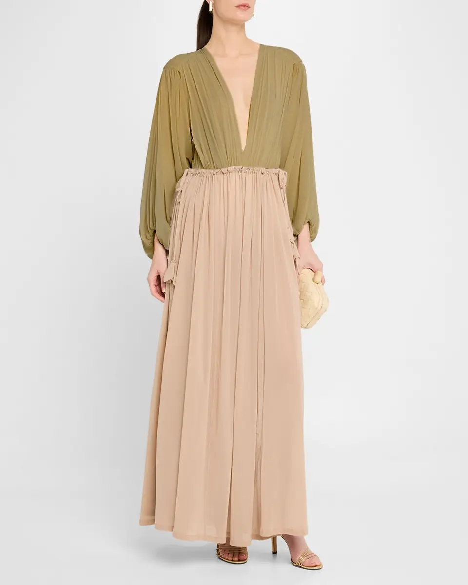 Philosophy di Lorenzo Serafini Plunging Gathered Long-Sleeve Bodysuit | Thumbnail 2
