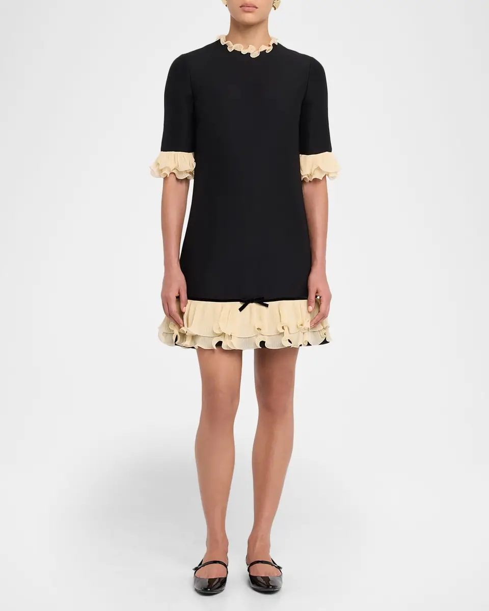 Valentino Garavani Ruffle Silk Crepe Mini Dress | Thumbnail 2