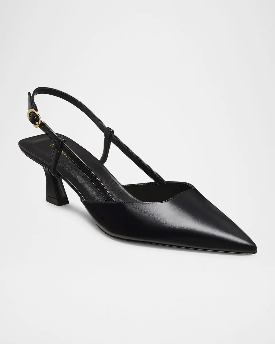 Stuart Weitzman Vinnie Leather Kitten Slingback Pumps | Thumbnail 2 Stuart Weitzman Vinnie Leather Kitten Slingback Pumps | Thumbnail 2