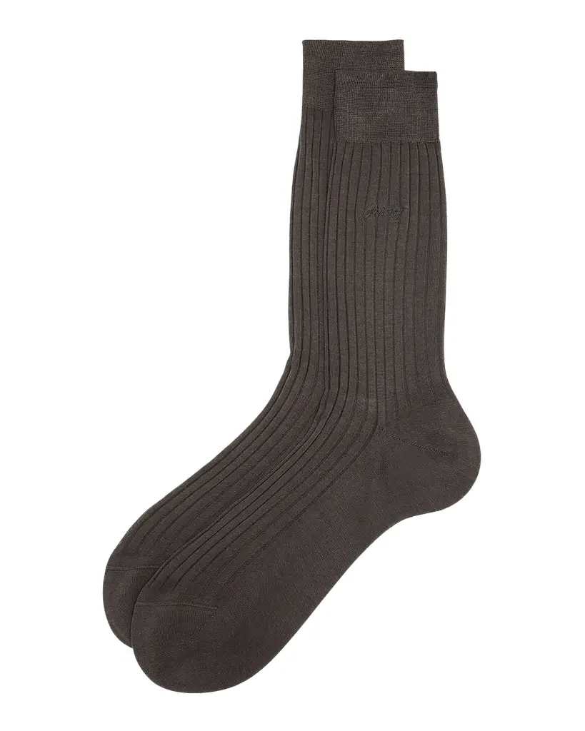 Brioni Men's Ribbed Cotton Crew Socks | Image 1 Brioni Men's Ribbed Cotton Crew Socks | Image 1