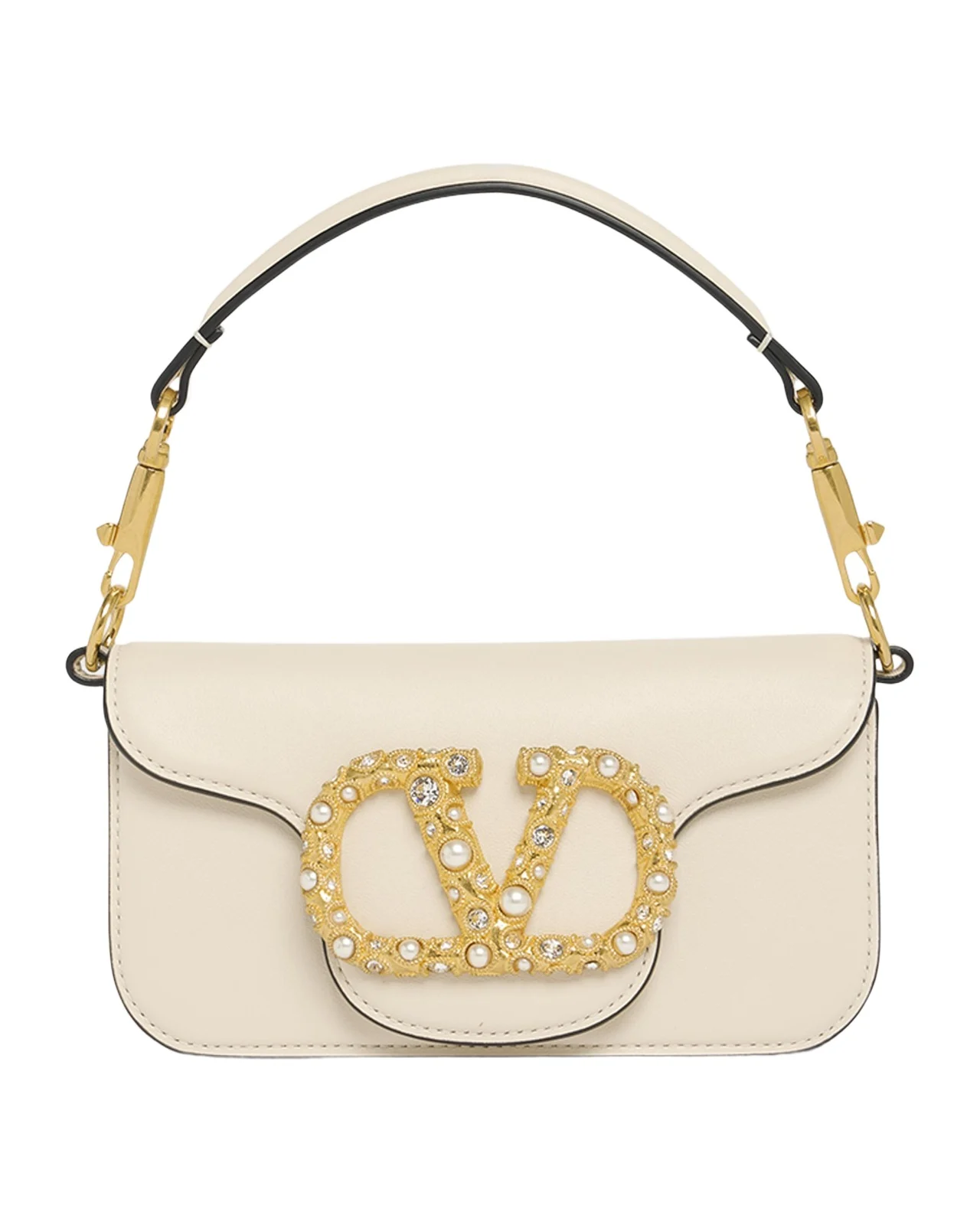Loco Studded VLOGO Small Leather Shoulder Bag
