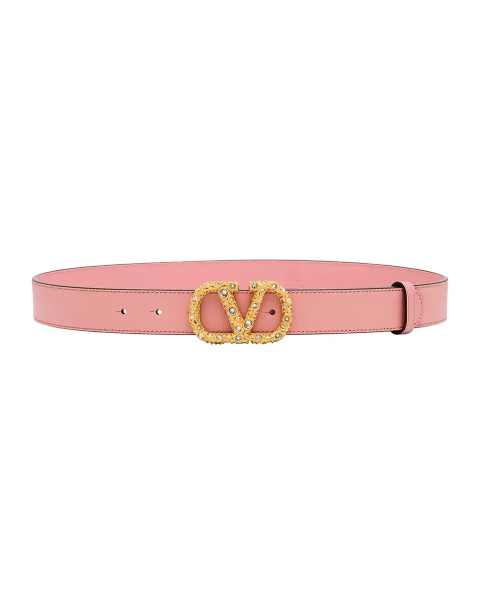 Valentino Garavani VLogo Signature Jeweled Calf Leather Belt, 30mm | Thumbnail 3