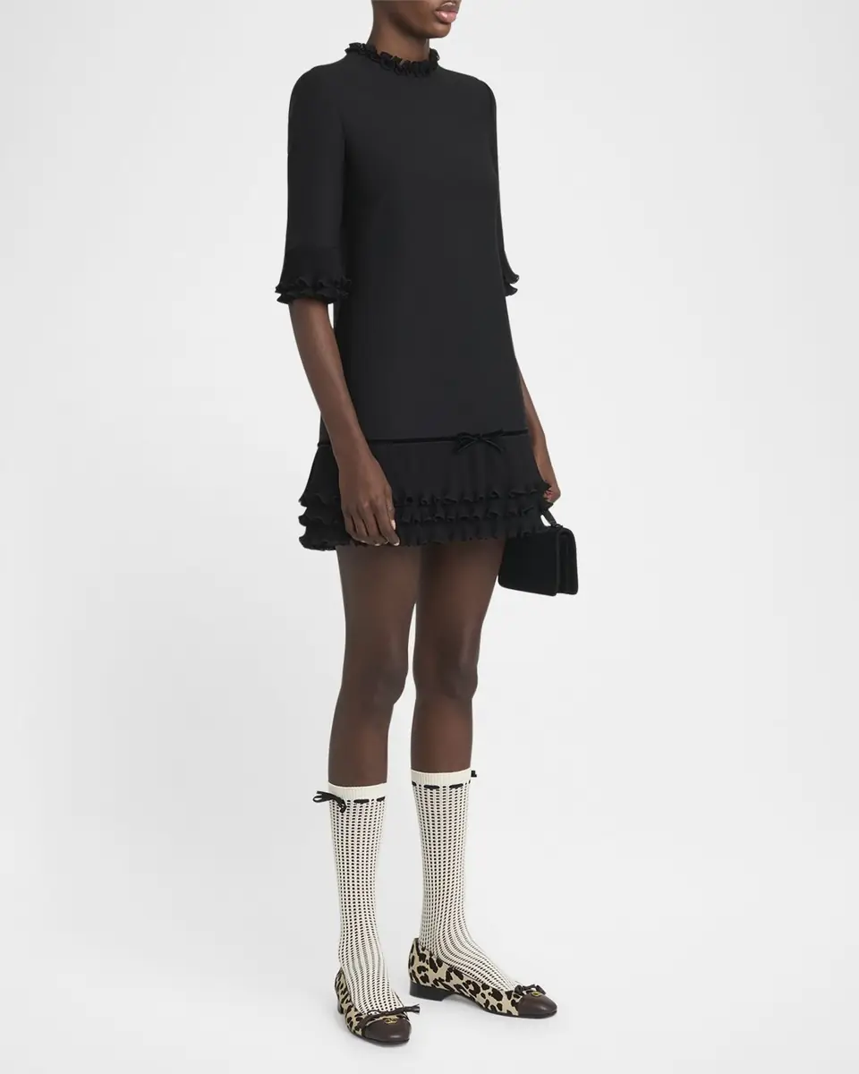 Valentino Garavani Ruffle Silk Crepe Mini Dress | Thumbnail 4 Valentino Garavani Ruffle Silk Crepe Mini Dress | Thumbnail 4