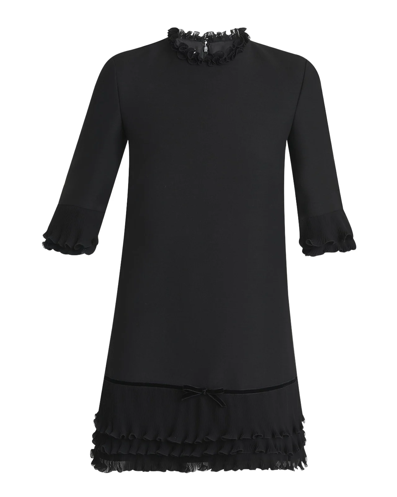 Ruffle Silk Crepe Mini Dress