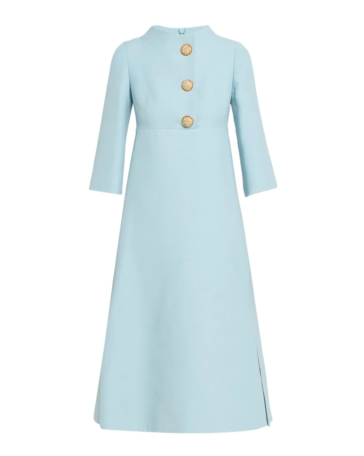 Valentino Garavani Strass Button High-Neck Crepe Midi Dress