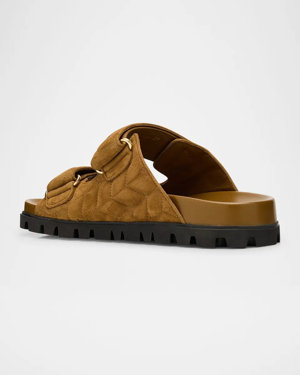 Miu Miu Quilted Suede Dual-Grip Comfort Sandals | Thumbnail 4