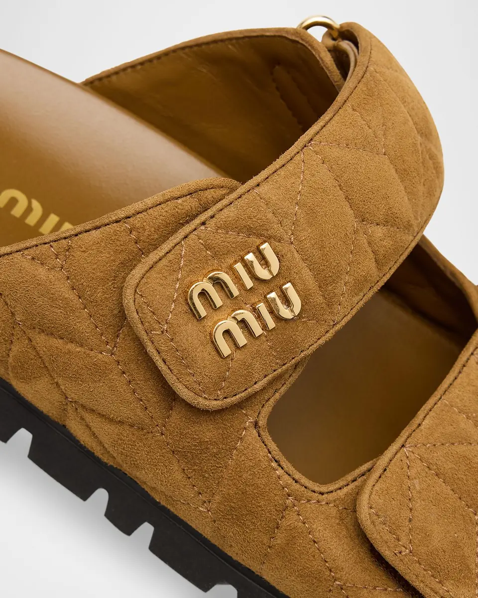 Miu Miu Quilted Suede Dual-Grip Comfort Sandals | Thumbnail 5