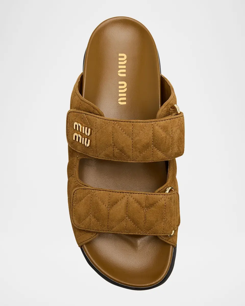 Miu Miu Quilted Suede Dual-Grip Comfort Sandals | Thumbnail 6