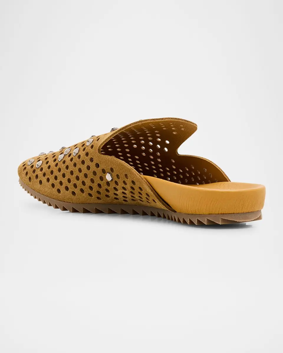 PEDRO GARCIA Braidy Crystal-Embellished Suede Clogs | Thumbnail 4