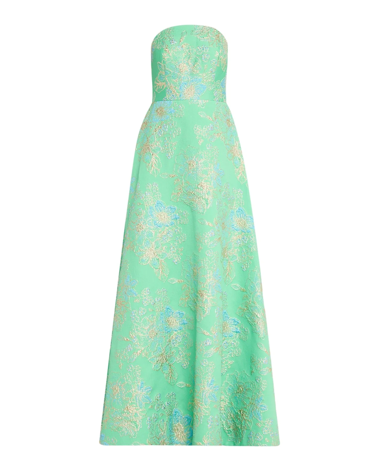Strapless Metallic Floral Jacquard Gown Strapless Metallic Floral Jacquard Gown