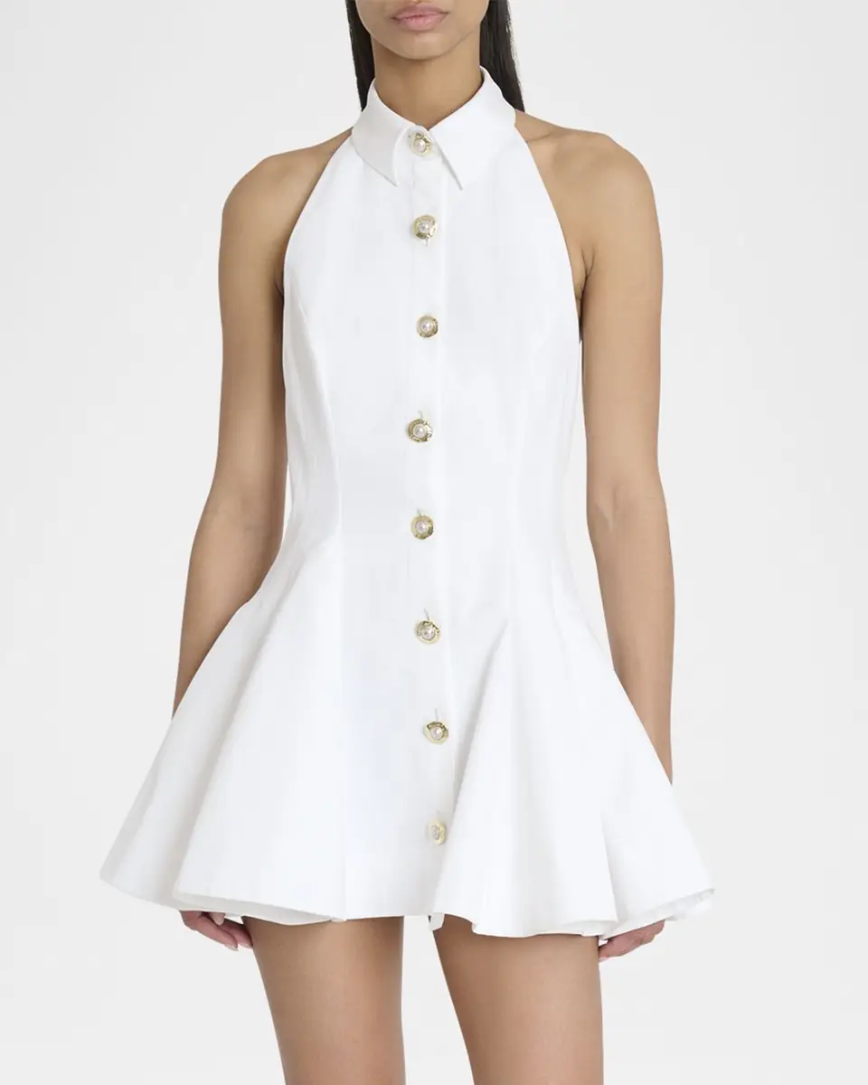 Balmain Halter Popeline Fit-&-Flare Mini Shirtdress | Thumbnail 4 Balmain Halter Popeline Fit-&-Flare Mini Shirtdress | Thumbnail 4