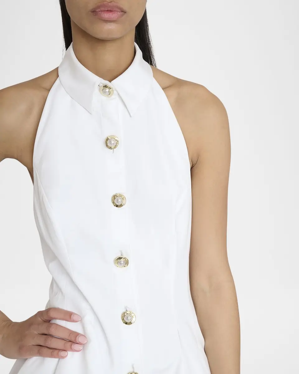 Balmain Halter Popeline Fit-&-Flare Mini Shirtdress | Thumbnail 5 Balmain Halter Popeline Fit-&-Flare Mini Shirtdress | Thumbnail 5
