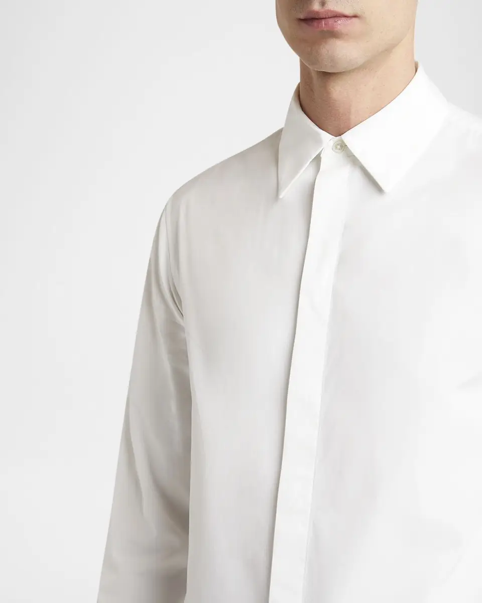 Jil Sander Men's Concealed-Placket Cotton Sport Shirt | Thumbnail 5 Jil Sander Men's Concealed-Placket Cotton Sport Shirt | Thumbnail 5