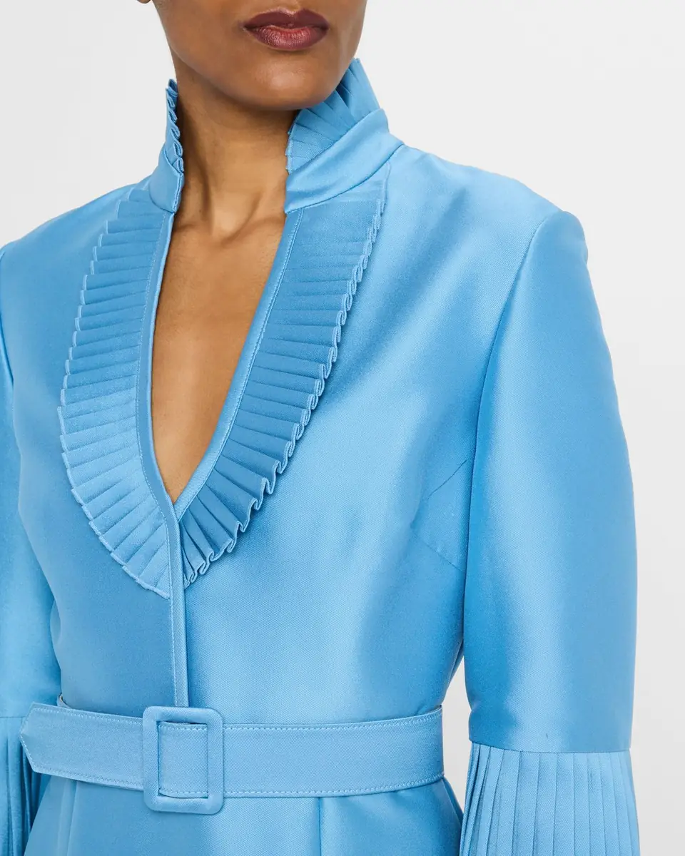 BADGLEY MISCHKA Pleated-Trim Trumpet Mikado Gown | Thumbnail 5 BADGLEY MISCHKA Pleated-Trim Trumpet Mikado Gown | Thumbnail 5
