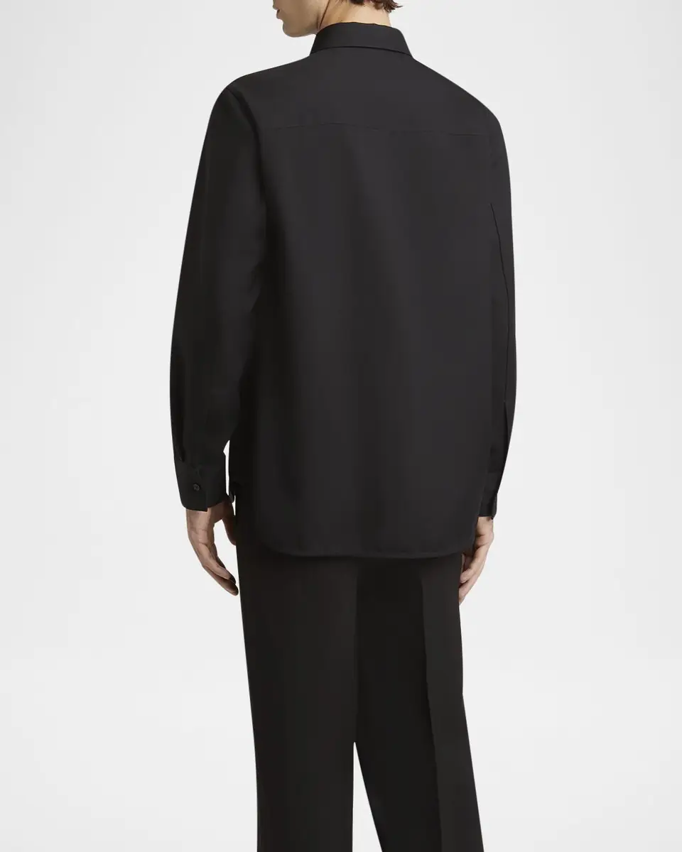 Jil Sander Men's Wool Two-Pocket Work Shirt | Thumbnail 3 Jil Sander Men's Wool Two-Pocket Work Shirt | Thumbnail 3