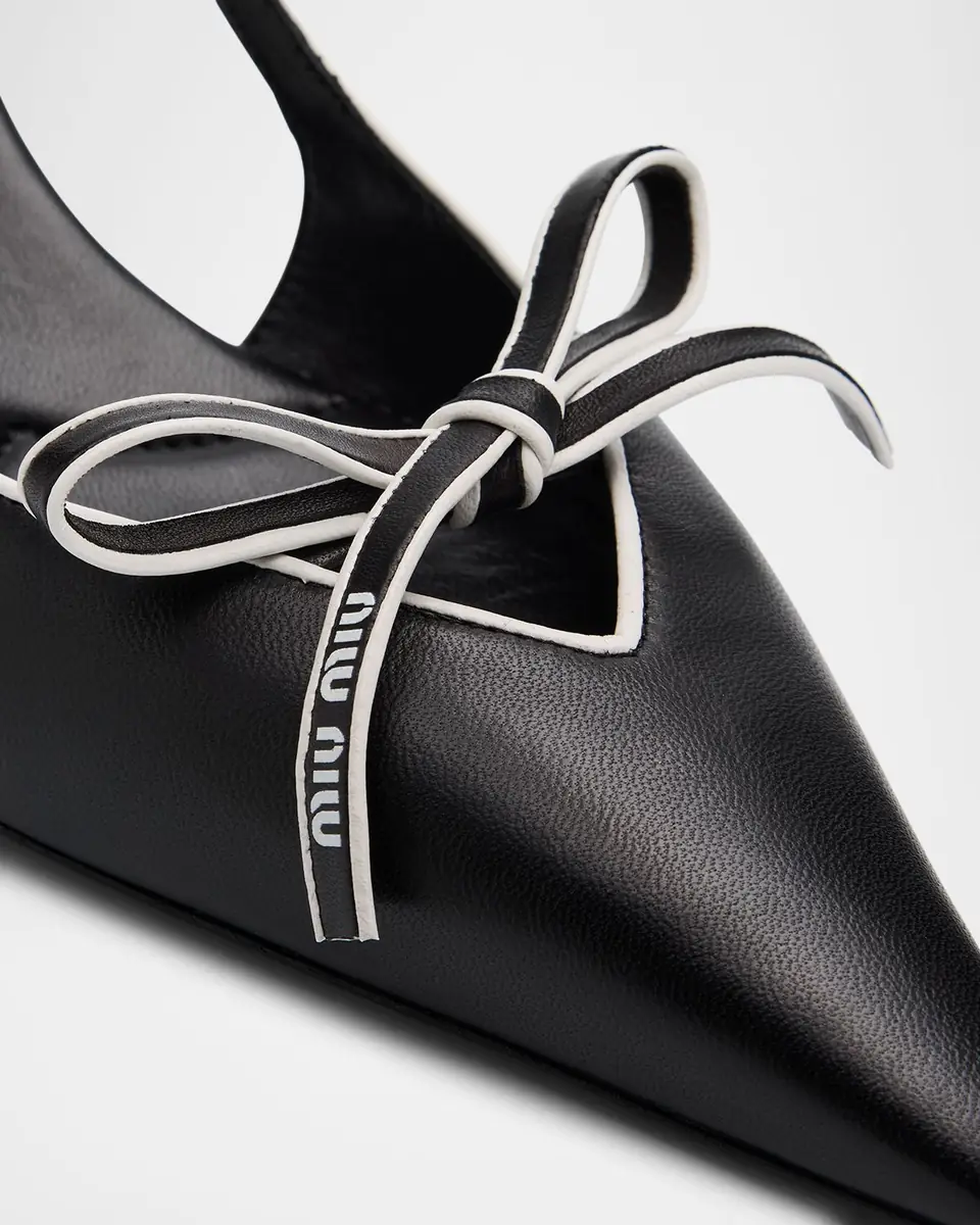 Miu Miu Nappa Leather Bow Slingback Pumps | Thumbnail 3 Miu Miu Nappa Leather Bow Slingback Pumps | Thumbnail 3